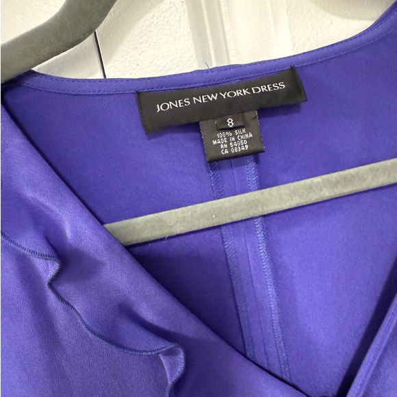 Jones New York Silk 2-Piece Set 8 Beaded Ruffle Jacket Maxi Slip Dress Purple - Picture 7 of 16